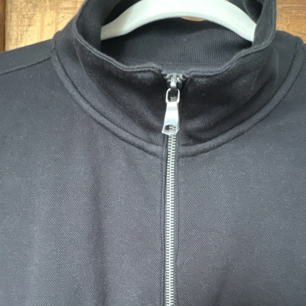Banana Republic Men's Full Zip Sweatshirt Mock Neck Knit Cotton/Poly Black XL